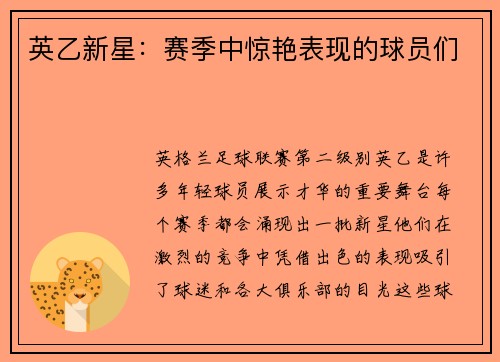 英乙新星：赛季中惊艳表现的球员们